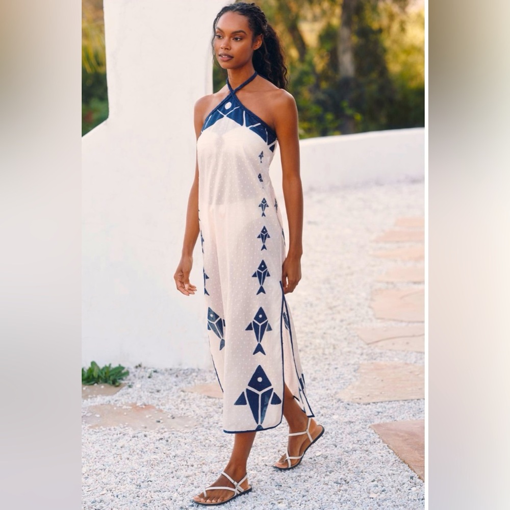 FARM RIO Anthropologie Graphic Halter Dress